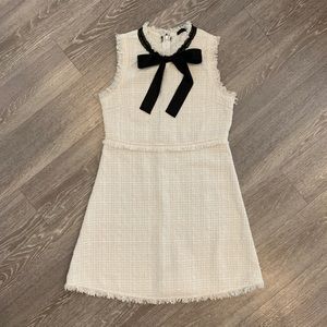 SHEIN White & Black Woven Bow Dress - size Med